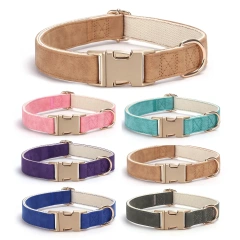 Soft Pu Leather Cotton Webbing Adjustable Pet Dog Collar