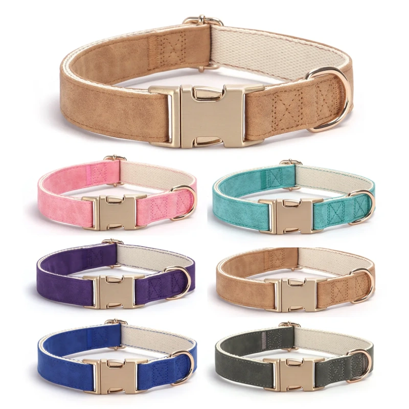 Soft Pu Leather Cotton Webbing Adjustable Pet Dog Collar