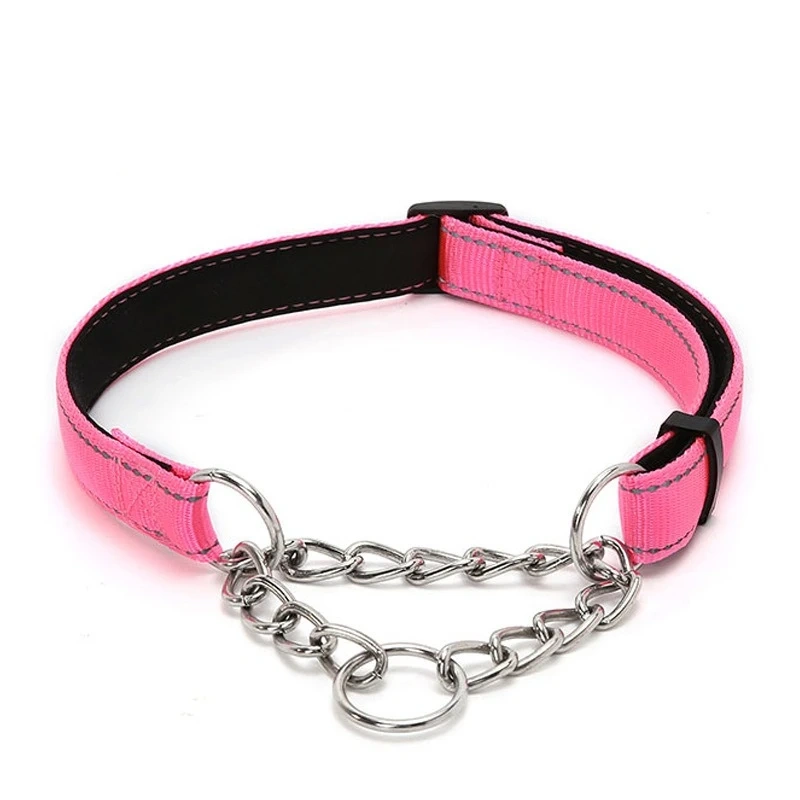 New Dogs Collars Supplies Pinch Collar Leads Pet Products Nylon Reflective Dog Training Soft Lined Dog Necklace P Chain