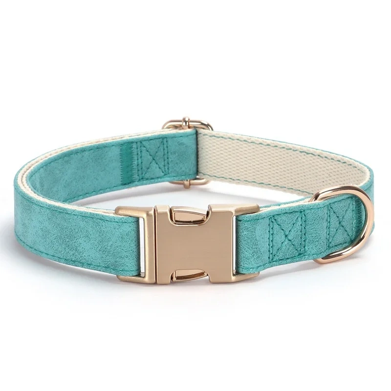 Soft Pu Leather Cotton Webbing Adjustable Pet Dog Collar