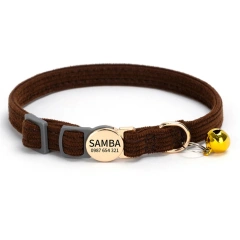 Personalized Engraved Cat Collar Adjustable Size Metal Buckle with Bell Custom Pet Name and Telephone Number