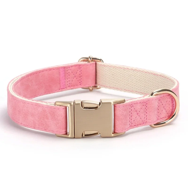 Soft Pu Leather Cotton Webbing Adjustable Pet Dog Collar