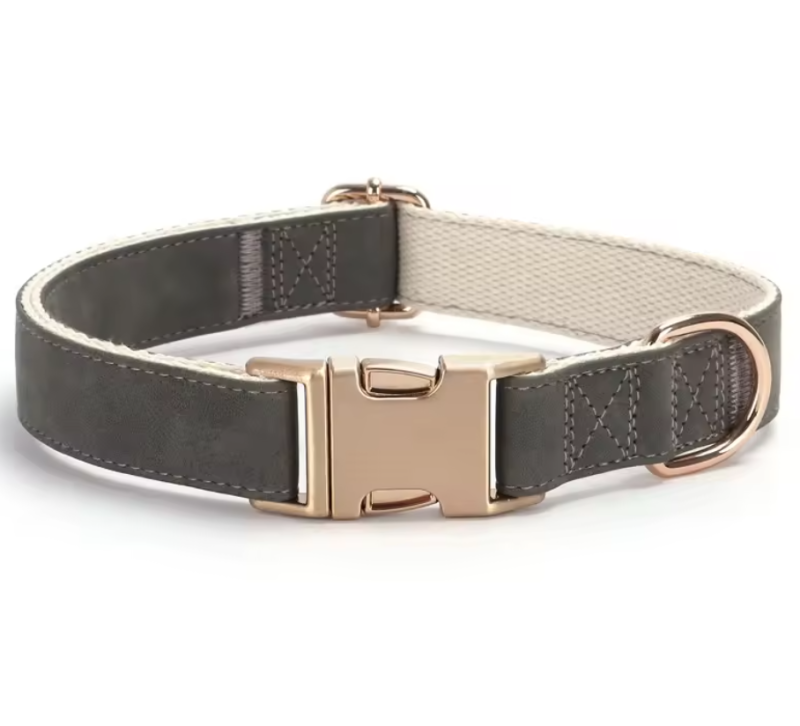 Soft Pu Leather Cotton Webbing Adjustable Pet Dog Collar