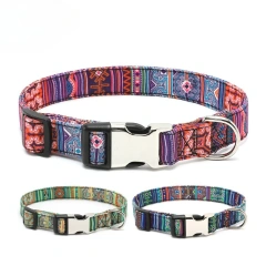 New Bohemian Floral Dog Collar with Metal Buckle Trendy Pet Accessory for Small Medium Dogs Collar Dog Harness Pet Collars