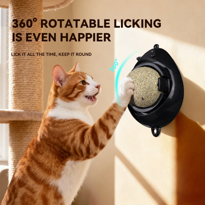 Durable Pet Toys Rotating Wall Catnip Ball Natural Plants Catnip for Cats Cat Play Molar Teeth Cleaning Mouse Catnip Toy