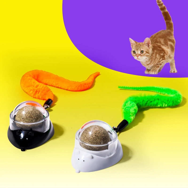 Durable Pet Toys Rotating Wall Catnip Ball Natural Plants Catnip for Cats Cat Play Molar Teeth Cleaning Mouse Catnip Toy