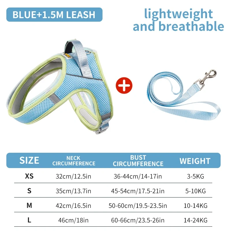 Pet Harness Vest Chest Rope Set Reflective Soft Breathable Handle Cat Dog Harness Dog Leash for Small Medium Dogs Outdoor