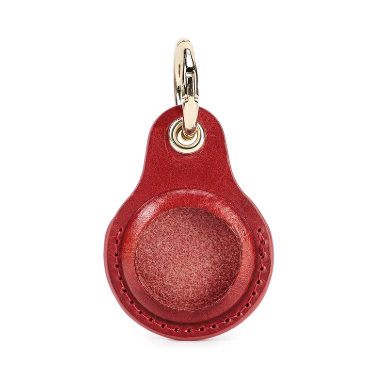 Genuine Leather Key Ring For Airtag Case Locator Tracker Anti-lost Device Keychain Holder Cover For Apple Airtag Accessories