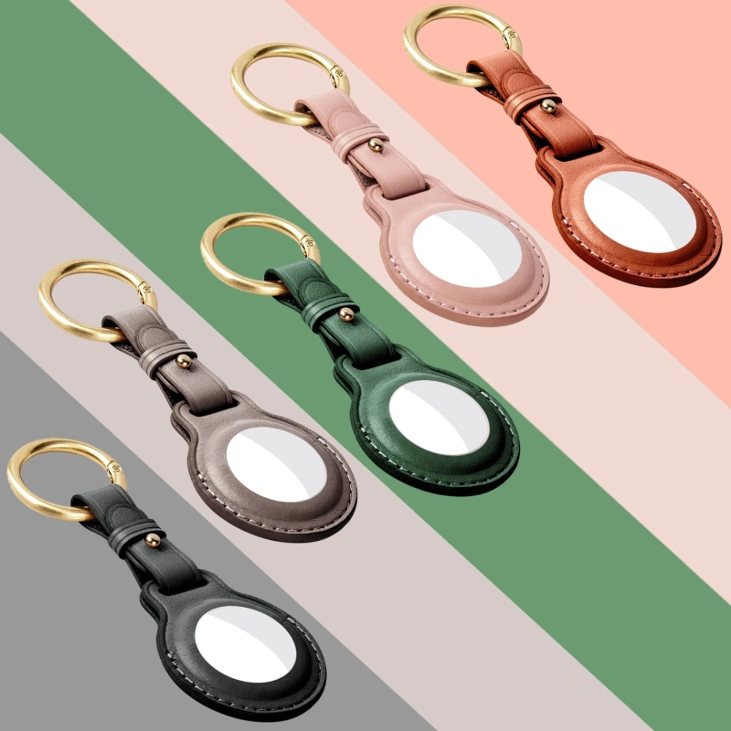Cow Leather Protective Case For Apple AirTags Keychain Locator Cover Bag Fashion Pet Pendant Air Tag Accessories