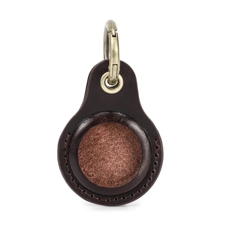 Genuine Leather Key Ring For Airtag Case Locator Tracker Anti-lost Device Keychain Holder Cover For Apple Airtag Accessories
