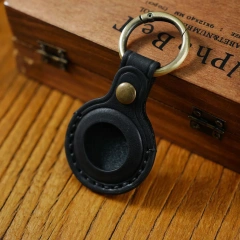 Leather AirTag Keychain Holder for Apple AirTag Holder, Stylish Airtags Cover Tracker Case Fob Key Ring for Dog Collar & Luggage