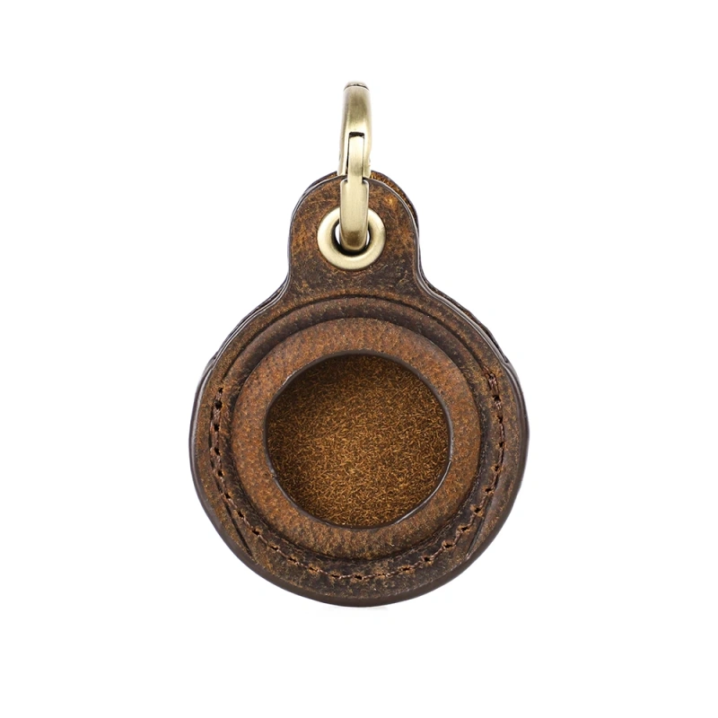 Genuine Leather Key Ring For Airtag Case Locator Tracker Anti-lost Device Keychain Holder Cover For Apple Airtag Accessories