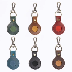 Air Tag Keychain for Apple Airtags Holder, Vintage Protective Leather Case Tracker Cover Compatible New AirTag Dog Collar