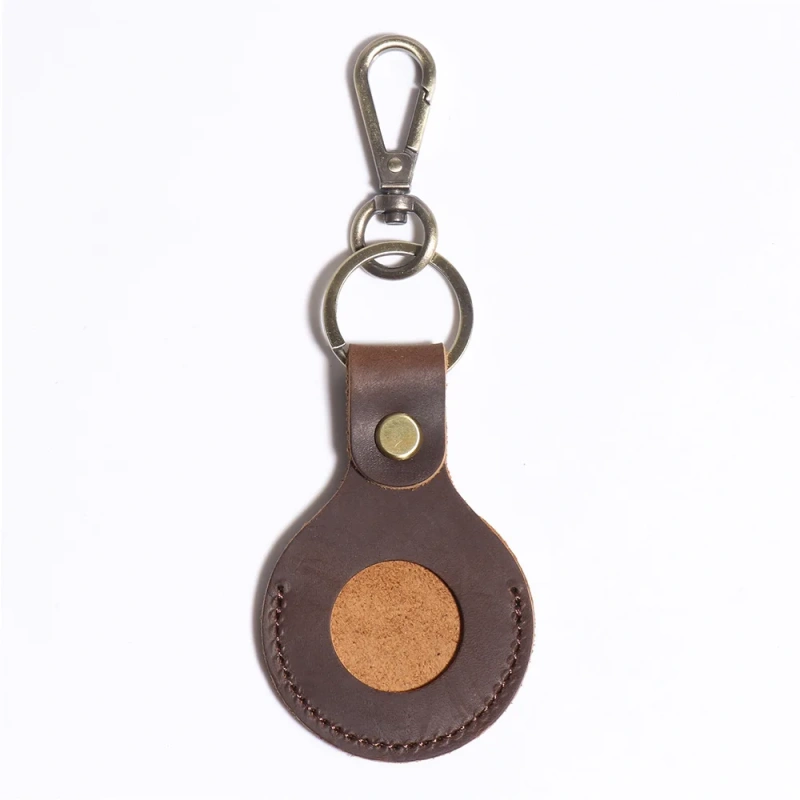 Air Tag Keychain for Apple Airtags Holder, Vintage Protective Leather Case Tracker Cover Compatible New AirTag Dog Collar