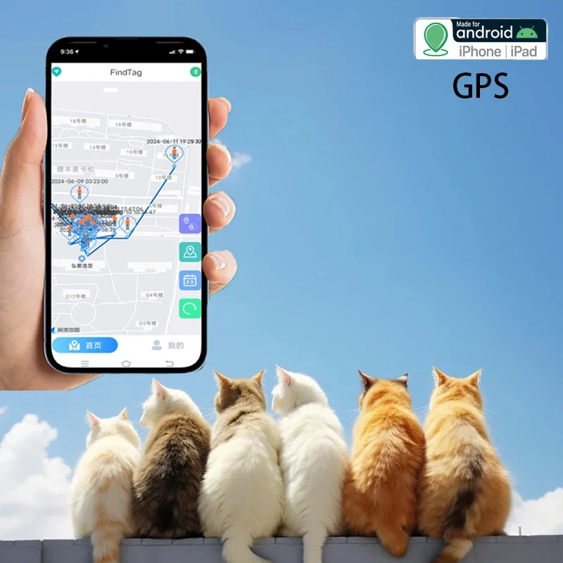 Mini GPS Tracker for Pets - AirTag Replacement for Android iOS, Anti-Lost Dog Cat Locator with Real-Time Tracking,GPS for pets