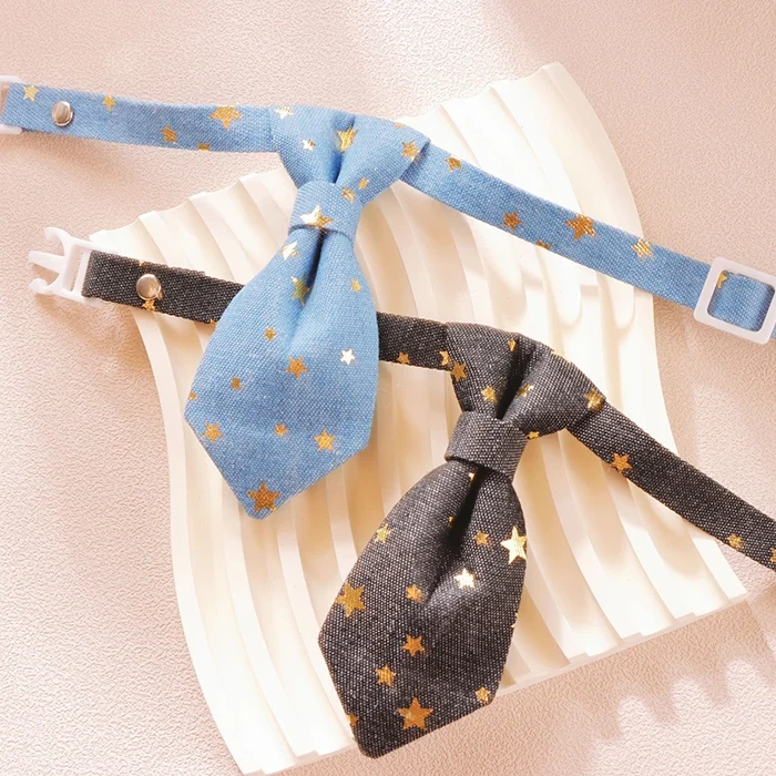 New Design Cute Eco-Friendly Solid Polyester Leisure Pet Tie Cat Dog Collar All Seasons Accessory