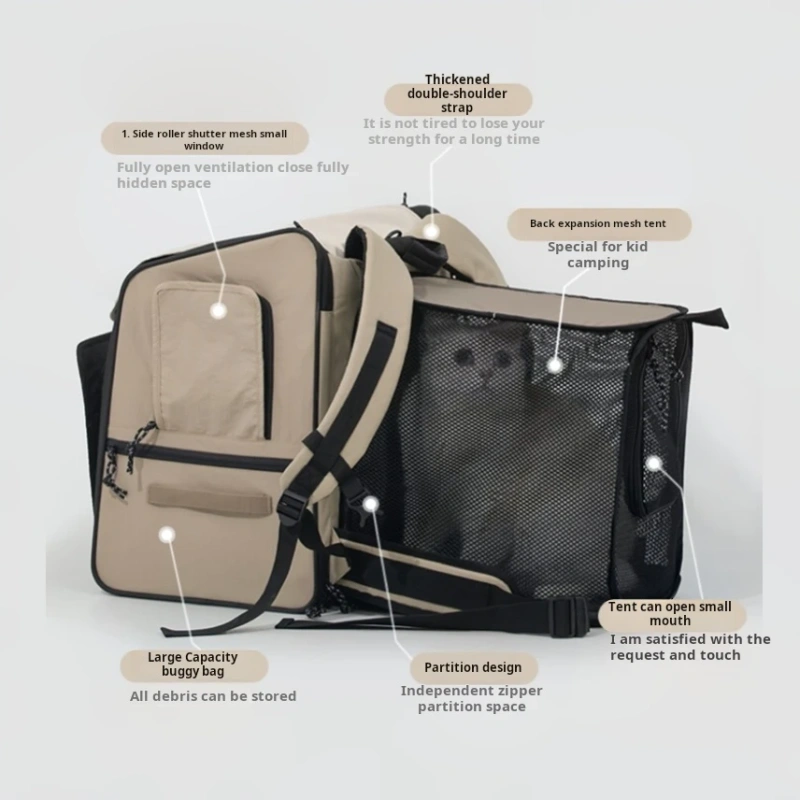 Large Capacity Breathable Pet Backpack Luxury Portable Foldable Cat Dog Tent Bag Solid Outdoor Pet Shoulder Bag