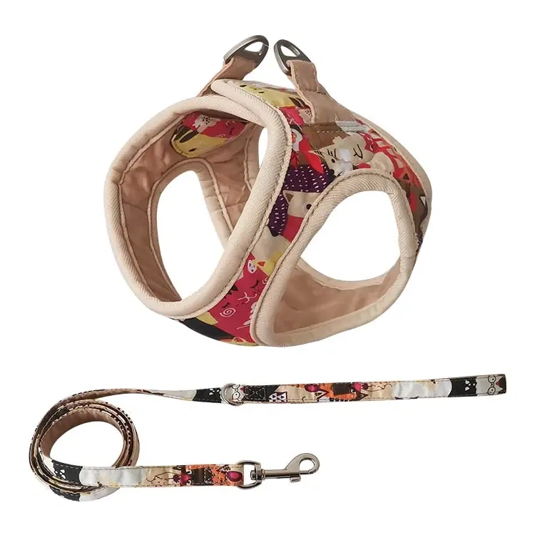 Maychan Custom Soft Cotton Pet Walking Reversible Dog Harness, Adjustable Step in Dog Harness for Small Dogs Cats
