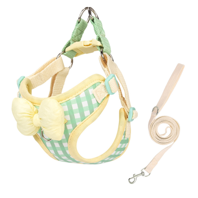Cute Bow Plaid pet Harness for Small cat Dogs