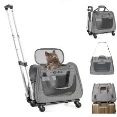 Durable Polyester Single-Shoulder Crossbody Pet Backpack Outgoing Cross-Border Detachable Pull Rod Case for Cats and Dogs