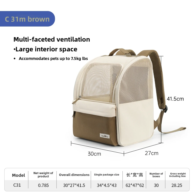 Large Capacity Pet Carrier Backpack Breathable Cat Dog Bag for All Seasons Travel