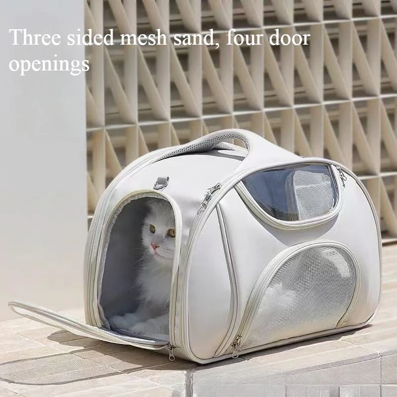 Cat bag Large capacity going out Portable bag Mesh breathable shoulder back Portable folding pet backpack