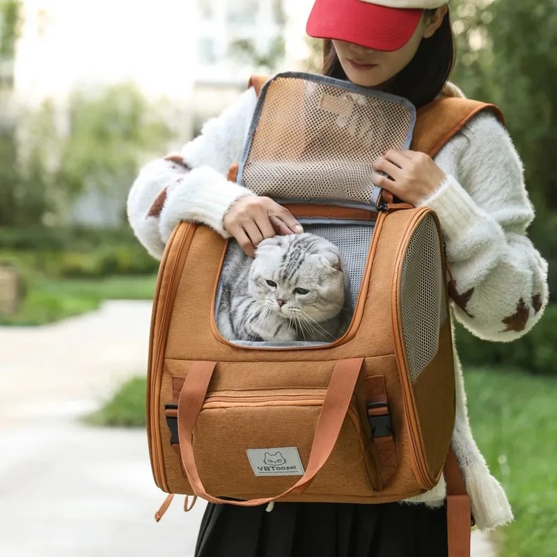 Large Capacity Breathable Pet Backpack Expandable Cat Travel Bag Foldable Portable Outdoor Pet Durable Carrier Cat Carriers Bags