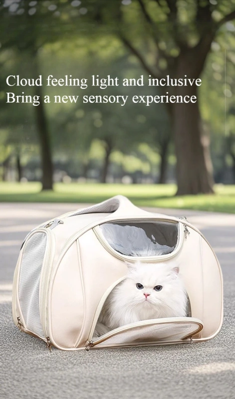 Cat bag Large capacity going out Portable bag Mesh breathable shoulder back Portable folding pet backpack