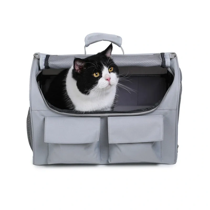 Breathable Pet Carrier bag with Mesh Design foldable Travel Puppy Carrier with multiple pockets Dog Soft Sided bags with cushion
