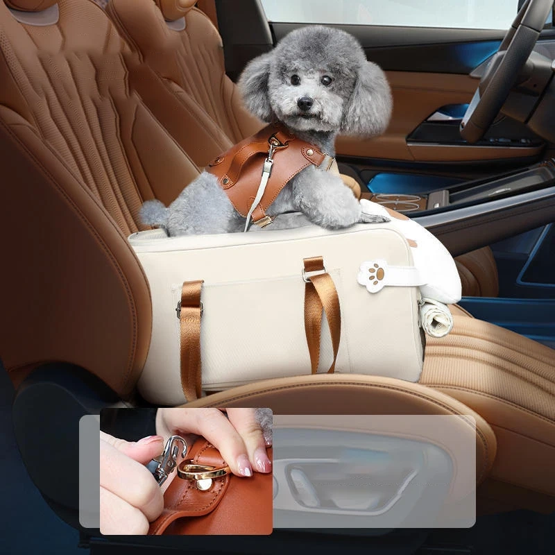 Portable Cat Dog Bed Travel Car Safety Pet Seat Center Console Dog Car Seat Bed for Small Dogs