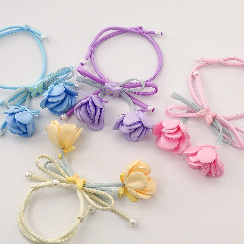 Cat bow flower bud adjustable collar pet pearl decoration neck ring blue yellow pink Purple 15-38cm Neck Size cat accessories
