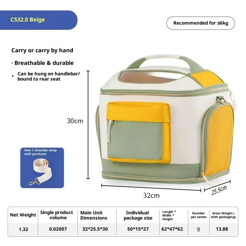 Eco Friendly Cycling Dog Backpack Breathable Single Shoulder Nylon Carrier for Bicycle Rides