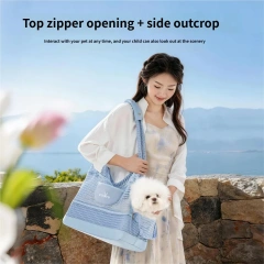 Breathable Mesh Pet Bag for Summer Lightweight  Pet Tote Carrier Bag with Removable Mat Cool Hollow‑Out Mesh Summer Pet bag