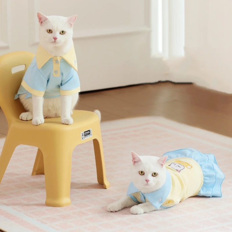 Pet Dog Polo Shirts Breathable Cotton pet dog polo dress Pullover - Button Up Collar Polo for Small Dogs pet polo skirt clothes