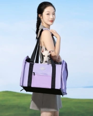 Pet soft sided Carrier Bag Outdoor large capacity Foldable cat bag dog breathable Airline-Approved Pet Bag purple dog carrier