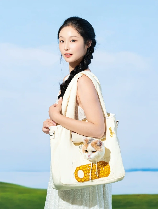 Foldable pet Canvas Tote Bag soft side pet carrier bag with well padded strap cat sling bag Pet Canvas Shoulder Bag