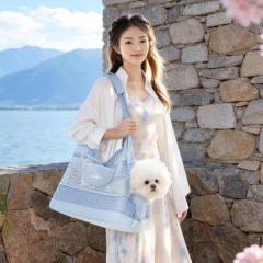 Breathable Mesh Pet Bag for Summer Lightweight  Pet Tote Carrier Bag with Removable Mat Cool Hollow‑Out Mesh Summer Pet bag