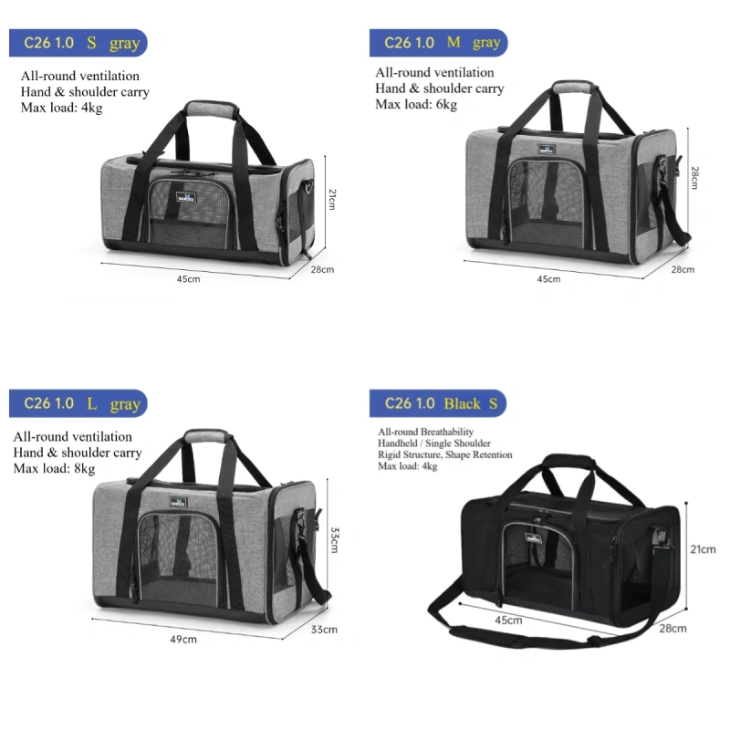 Wakytu Pets Carrier Scratchproof Cats Portable Bags for Outdoor Airline Travel Fine Structure Foldable Ventilate Puppy Handbags