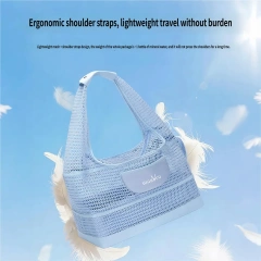 Breathable Mesh Pet Bag for Summer Lightweight  Pet Tote Carrier Bag with Removable Mat Cool Hollow‑Out Mesh Summer Pet bag