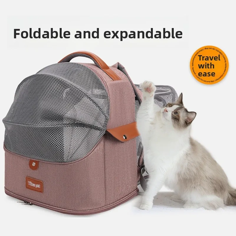 Cat Bag Portable Travel Cat Backpack Breathable Large Capacity Expandable Pet Backpack