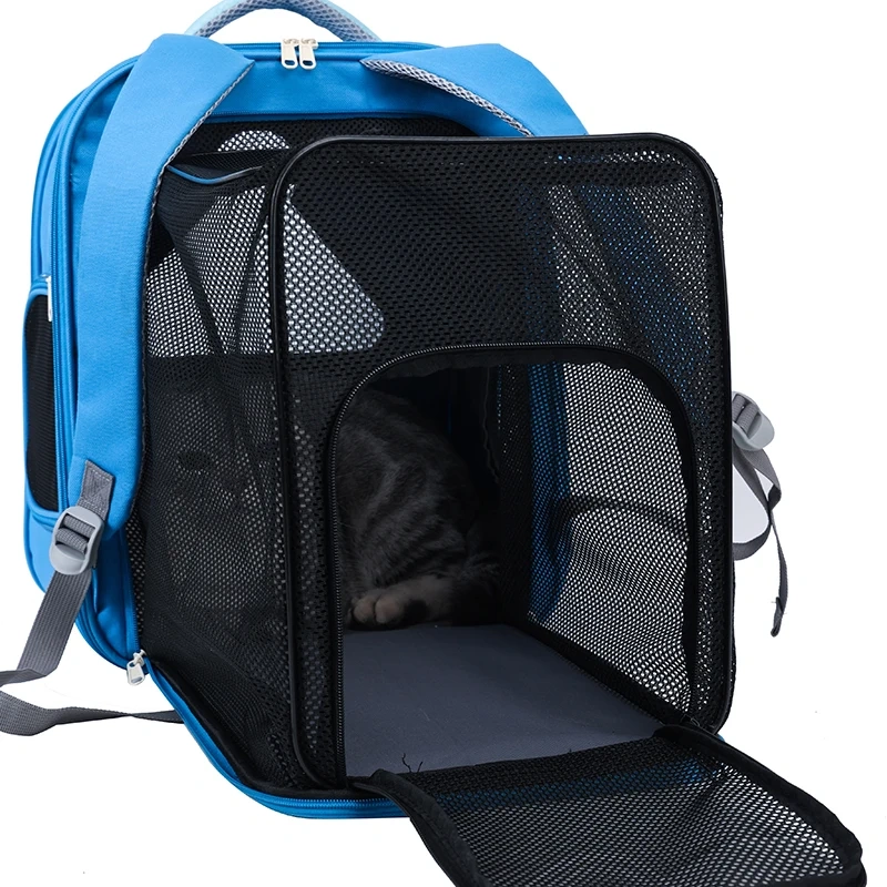 Expandable Foldable Cat Backpack for Outdoor Use - Breathable Large Space Portable Cat Carrier