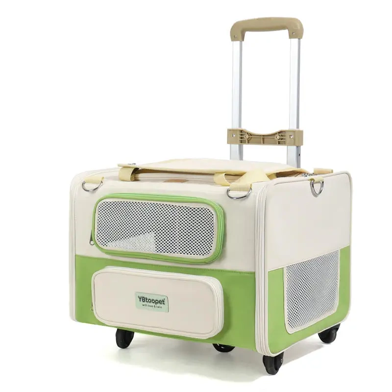 Foldable Oxford Pet Trolley Bag with Handle Large Capacity Breathable Carrier for Cats Dogs Travel & Car Use Over 7kg Load