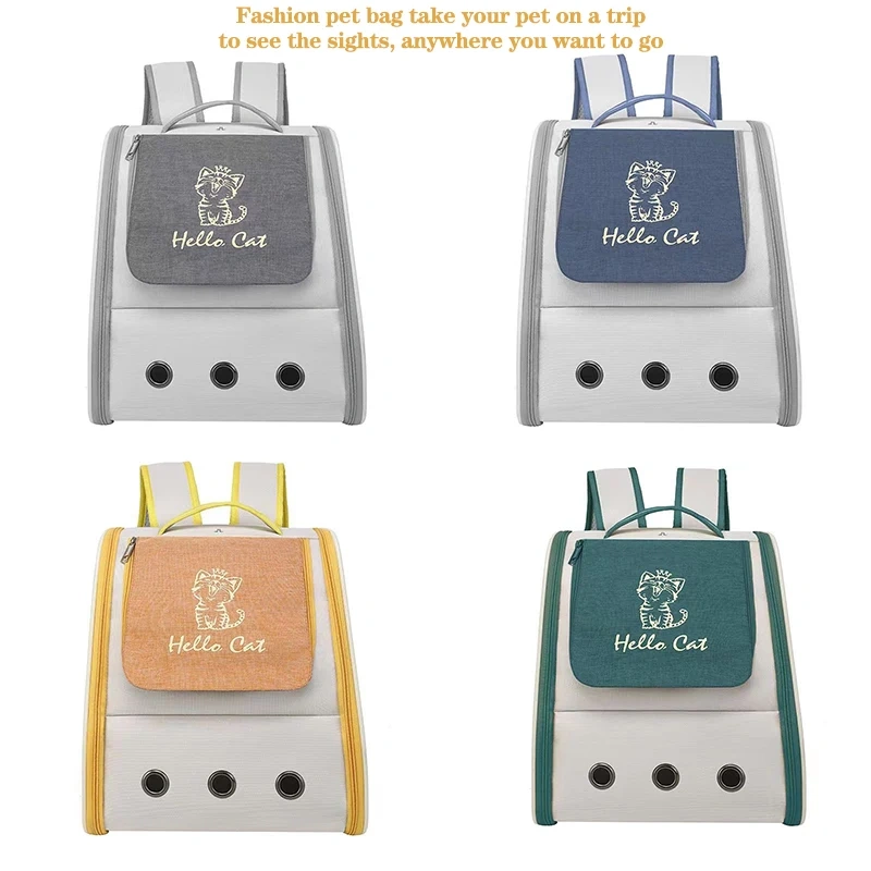 Triple-Sided Breathable Cat Backpack Durable Pet Carrier Sunshade Comfortable Travel-Friendly Double-Shoulder Cat Bag