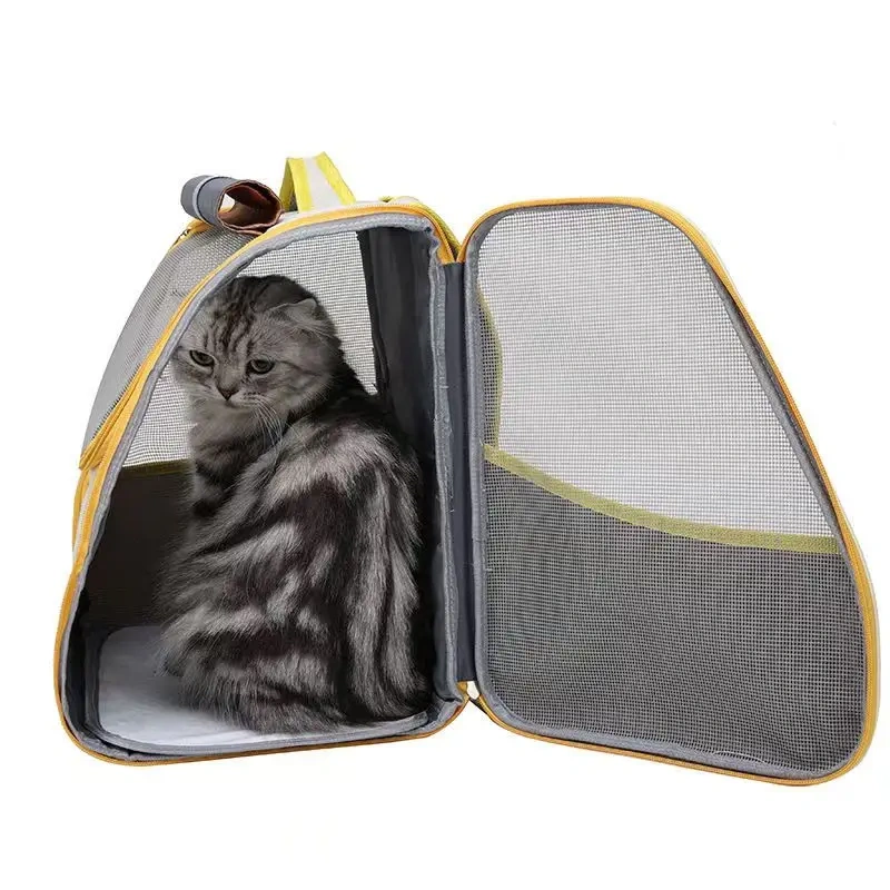 Triple-Sided Breathable Cat Backpack Durable Pet Carrier Sunshade Comfortable Travel-Friendly Double-Shoulder Cat Bag
