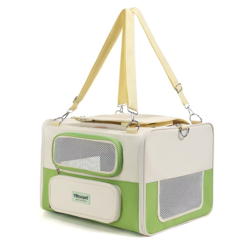 Foldable Oxford Pet Trolley Bag with Handle Large Capacity Breathable Carrier for Cats Dogs Travel