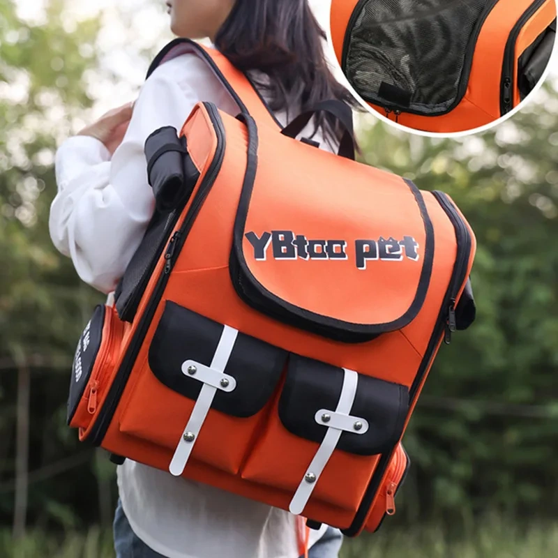 Portable Breathable Cat Backpack Large Capacity Cat Carrier Double Shoulder Pet Bag Travel Bag Cat Cage Cat Supplies