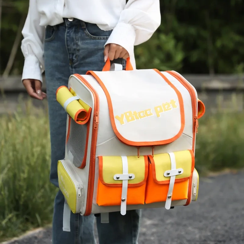 Portable Breathable Cat Backpack Large Capacity Cat Carrier Double Shoulder Pet Bag Travel Bag Cat Cage Cat Supplies