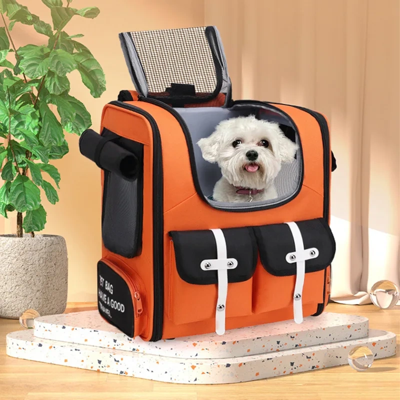 Portable Breathable Cat Backpack Large Capacity Cat Carrier Double Shoulder Pet Bag Travel Bag Cat Cage Cat Supplies