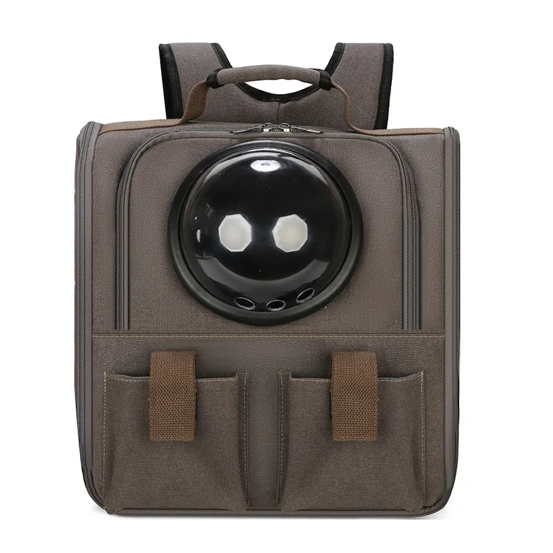 Canvas Cat Carrying Backpack Large Capacity Cats Dogs Bag Portable Pet Bag for Outdoor Activities Pets Carriers Dog Travel Bags