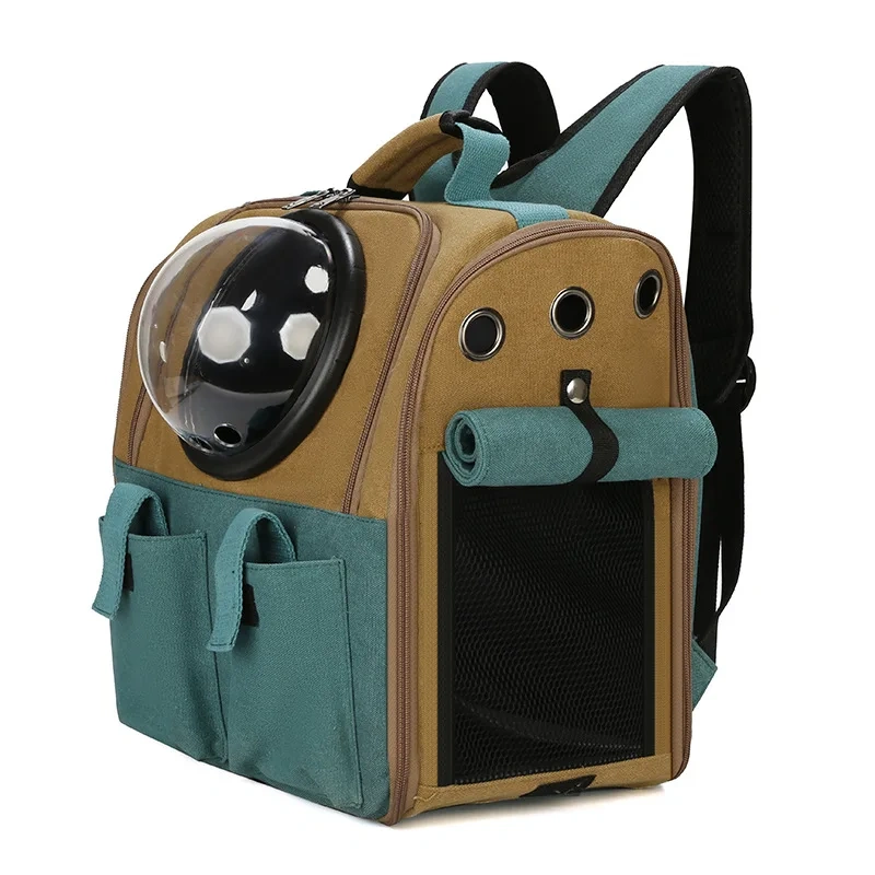 Canvas Cat Carrying Backpack Large Capacity Cats Dogs Bag Portable Pet Bag for Outdoor Activities Pets Carriers Dog Travel Bags